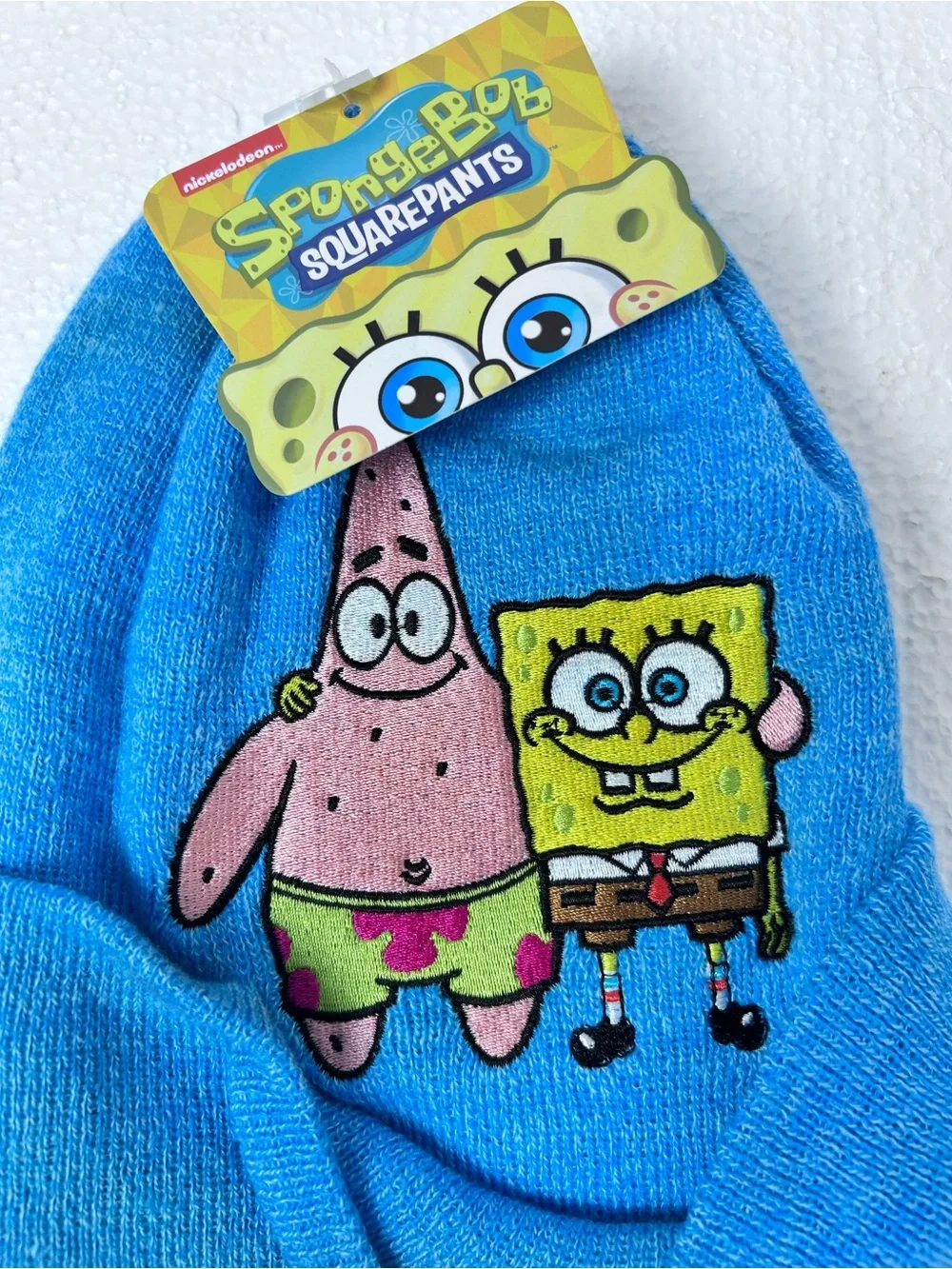 New 🆕 SpongeBob SquarePants Blue Kids Knit Beanie with SpongeBob & Patrick